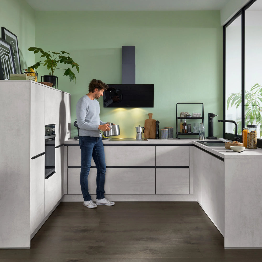 Interliving U-Küche in Betonoptik