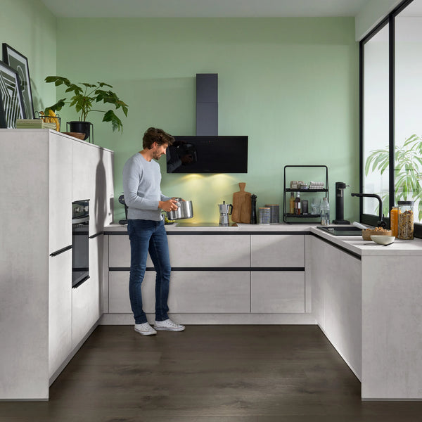 Interliving U-Küche in Betonoptik