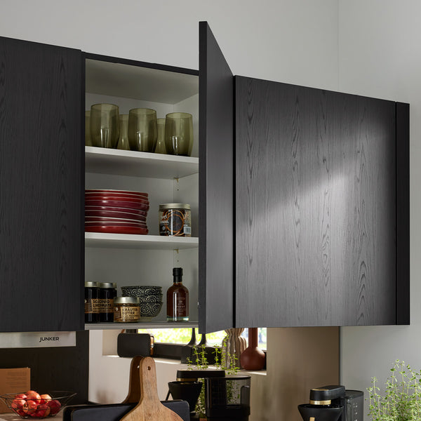 Culineo L-Küche modern in Schwarz Hängeschrank