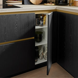 Culineo L-Küche modern in Schwarz Stauraum