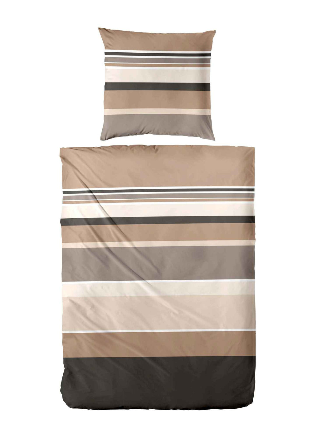 Bettwäsche LINE ART Mako-Satin gestreift, Braun, 135 x 200 cm