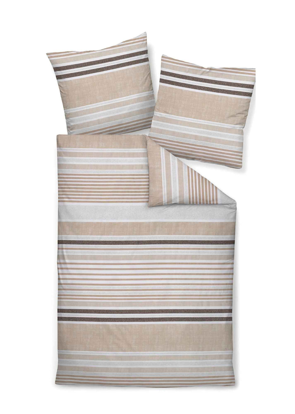 Bettwäsche PALERMO Mako-Satin gestreift, Sand, 135 x 200 cm