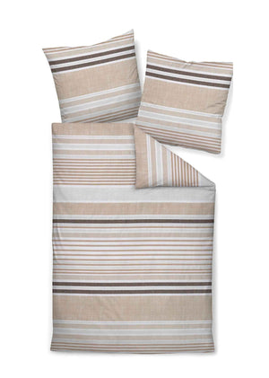 Bettwäsche PALERMO Mako-Satin gestreift, Sand, 135 x 200 cm