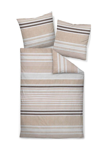 Bettwäsche PALERMO Mako-Satin gestreift, Sand, 135 x 200 cm