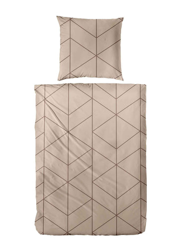 Bettwäsche GOLDEN Mako-Satin grafisch, Braun, 135 x 200 cm