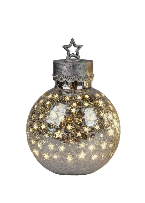 LED-Dekokugel STERNE, 30 cm, silber