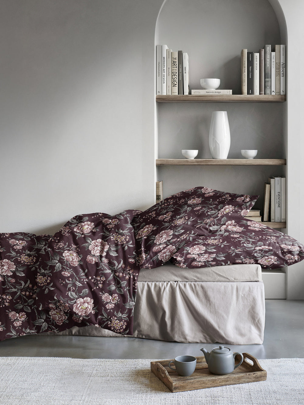 MERAN 8708 Edel-Feinbiber Bettwäsche 2-teilig, rot floral