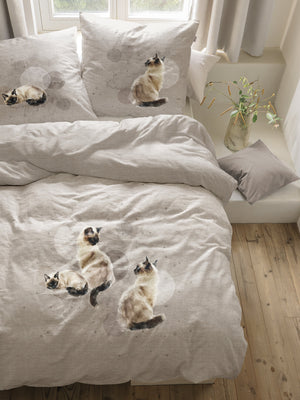 ZOBEL 8913 Renforcé Bettwäsche 2-teilig, Katze, natur