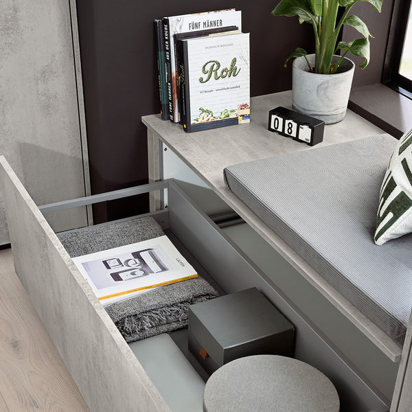 Wertküche Ella in U-Form in Betonoptik Sitzbank